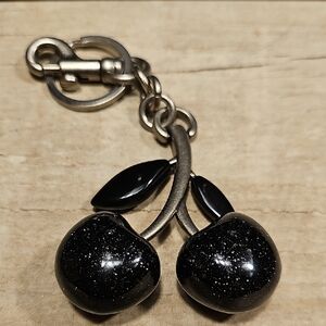 Black Sparkle Cherry Keychain